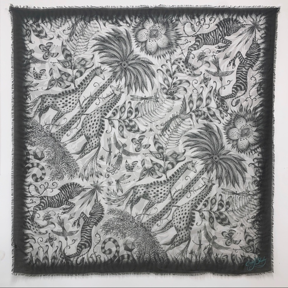 Emma J Shipley designer scarf safari monochromatic